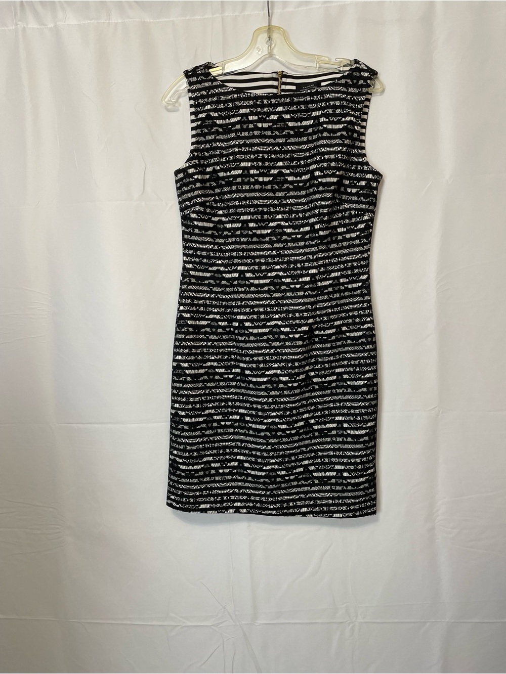 Tahari Sleeveless Sheath Dress Black and White Womens Medium